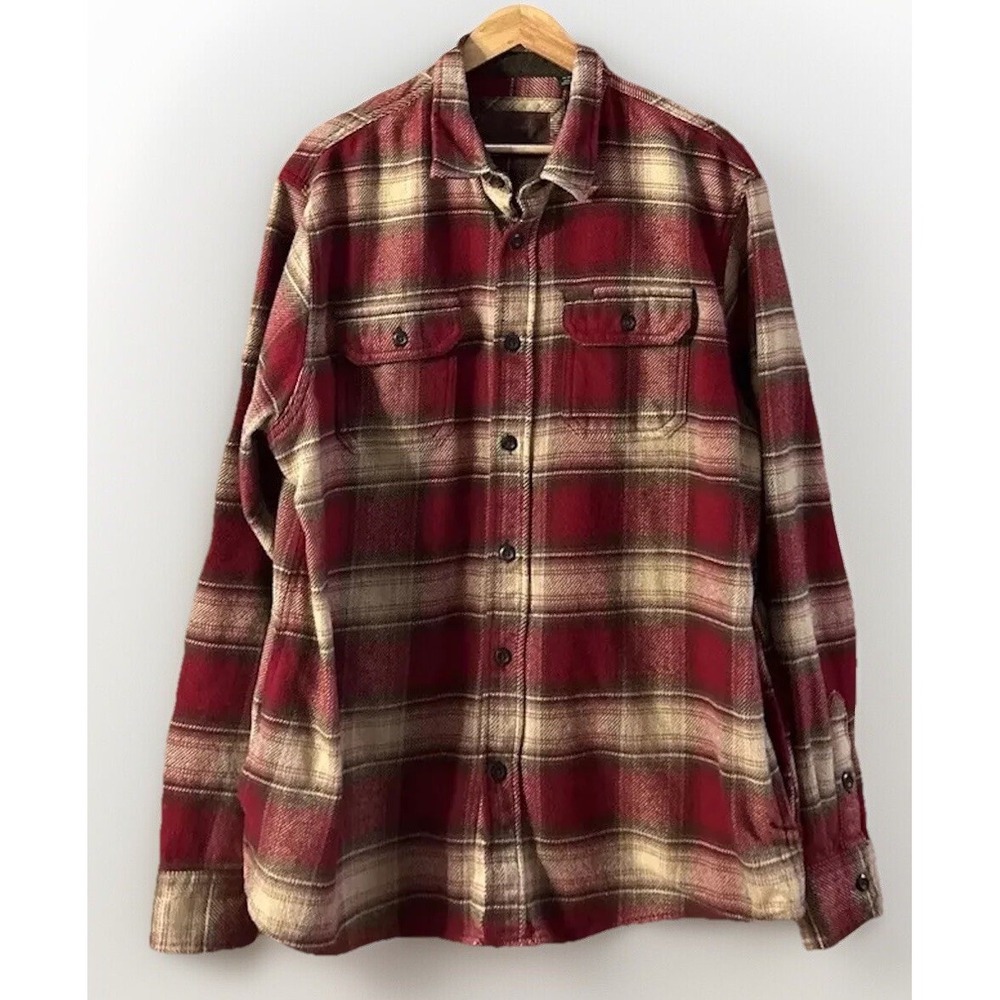 Orvis Men's Big Bear Heavy Flannel Shirt Jacket Shacket Sz XL Hand Pockets